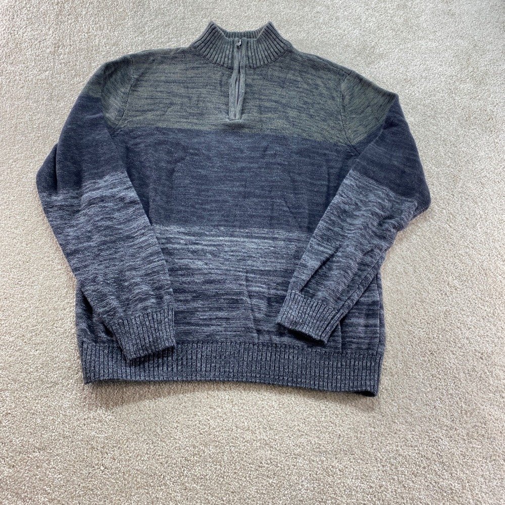 Urban Pipeline Quarter Zip Sweater Mens Large Blue Grey Colorblock Knit Pullover